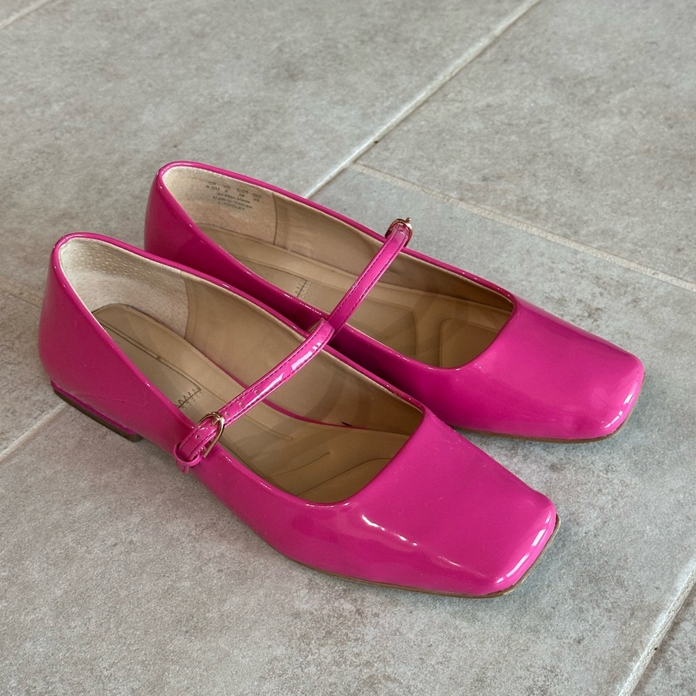Pink flat mary janes